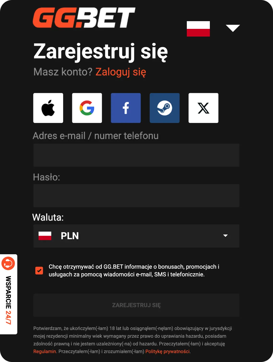 rejestracje GGBet